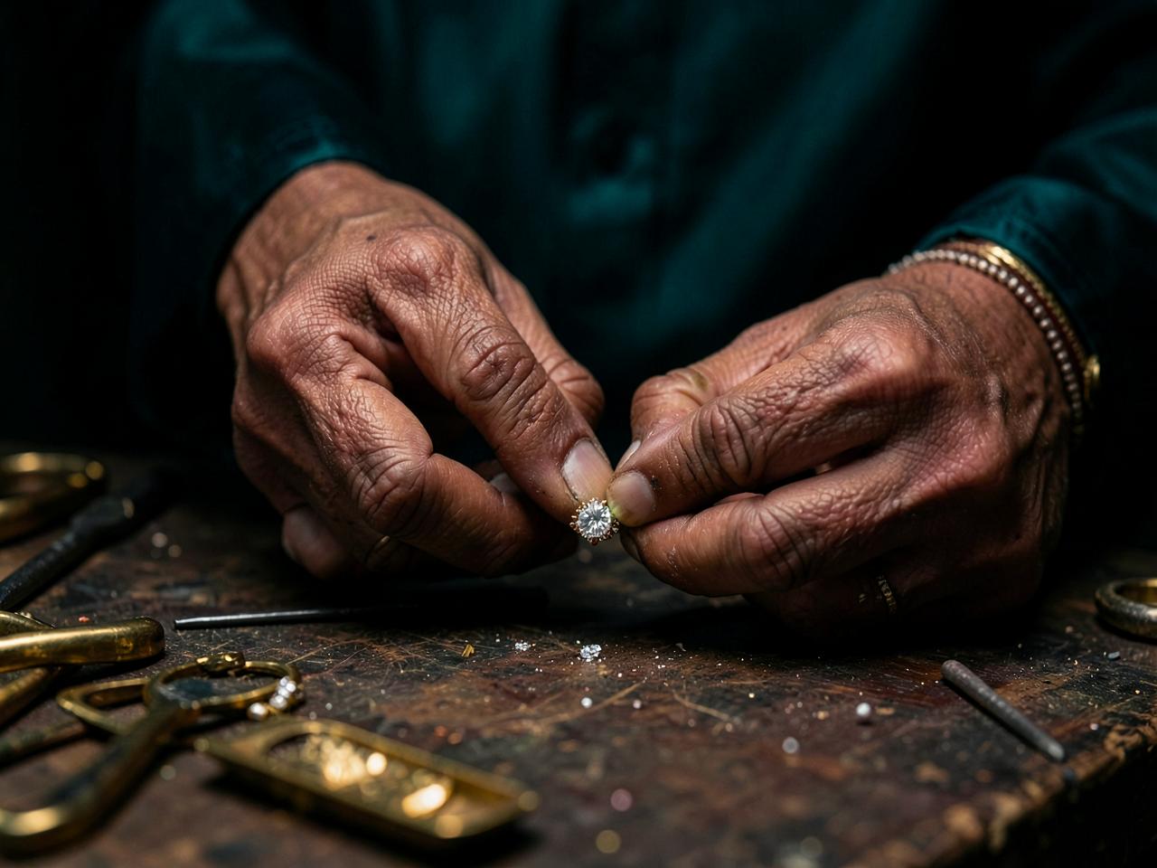 Master artisan hand-setting a precious stone